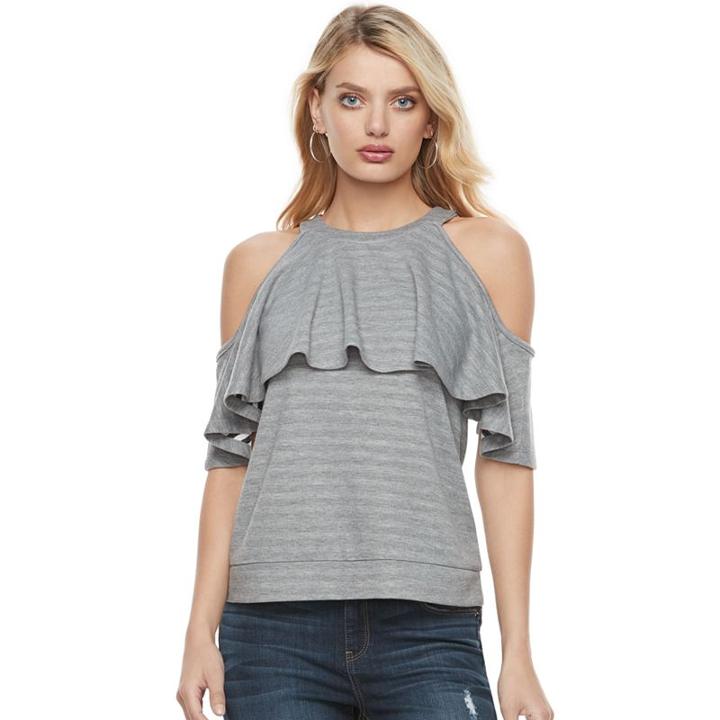 Women's Juicy Couture Cold-shoulder Sweatshirt, Size: Xl, Light Grey