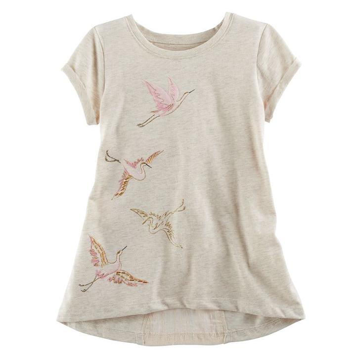 Girls 4-12 Sonoma Goods For Life&trade; Short-sleeved Tee With Back Inset, Size: 10, Lt Beige