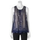 Juniors' Trixxi Lace Overlay Scallop Hem Tank, Girl's, Size: Medium, Blue (navy)