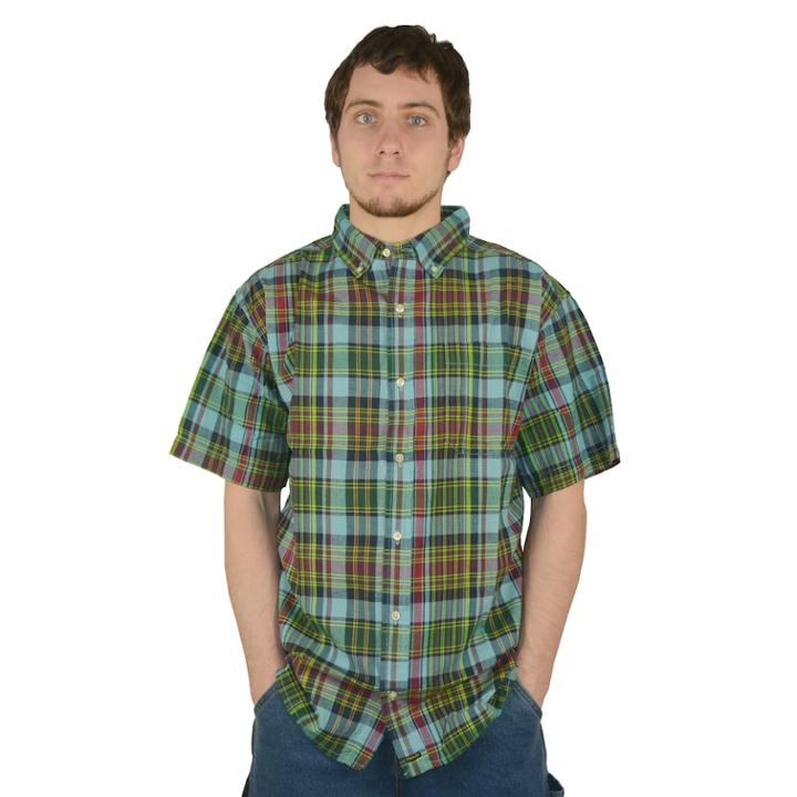 Men's Stanley Classic-fit Madras Plaid Casual Button-down Shirt, Size: Xxl, Blue