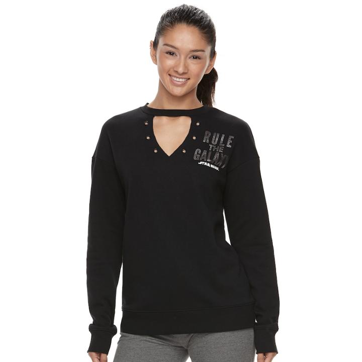 Juniors' Her Universe Star Wars Rule The Galaxy Cutout Sweatshirt, Teens, Size: Small, Black