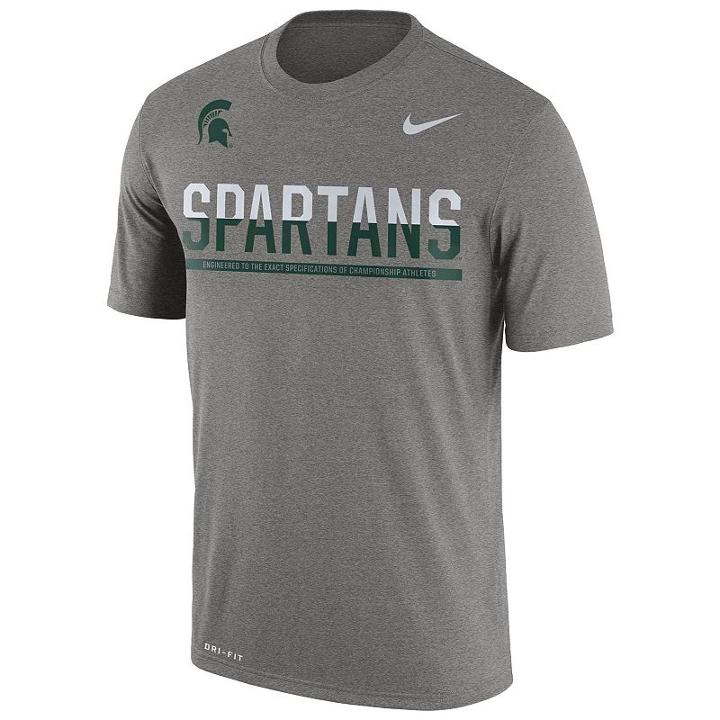 Men's Nike Michigan State Spartans Legend Staff Sideline Dri-fit Tee, Size: Xl, Dark Grey