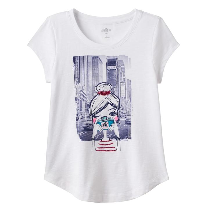 Girls 7-16 So&reg; Curved-hem Graphic Tee, Size: 16, White Oth