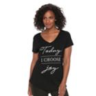 Apt. 9&reg; V-neck Graphic Tee, Size: Xs, Oxford