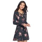 Juniors' Mudd&reg; Fit & Flare Cross Front Dress, Teens, Size: Small, Black
