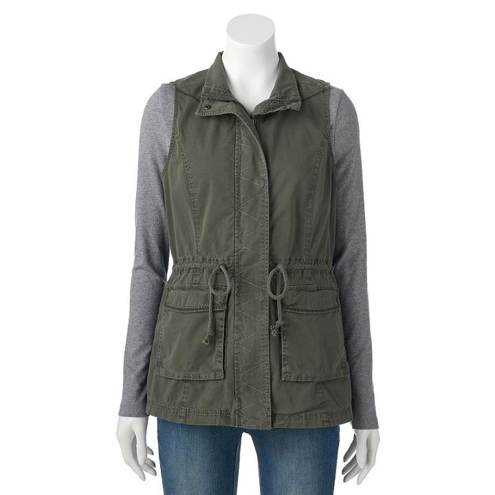 Women's Sonoma Goods For Life&trade; Utility Vest, Size: Medium, Med Green