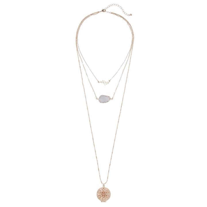 Mudd&reg; Filigree Locket Layered Choker Necklace, Women's, Light Pink