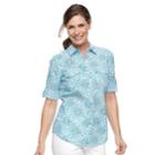 Women's Croft & Barrow&reg; Roll-tab Woven Shirt, Size: Xl, Dark Blue