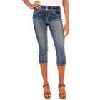 Juniors' Wallflower Luscious Curvy Petal Bling Capri Jeans, Girl's, Size: 11, Dark Pink