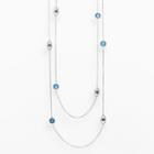 Sterling Silver 1/10-ct. T.w. Blue And White Diamond And Blue Topaz Long Station Necklace, Women's, Size: 36