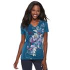 Women's Sonoma Goods For Life&trade; V-neck Graphic Tee, Size: Xxl, Turquoise/blue (turq/aqua)