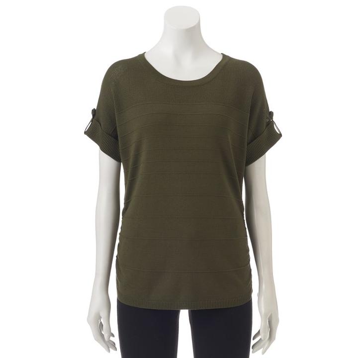 Women's Apt. 9&reg; Ruched Crewneck Sweater, Size: Xl, Brt Green