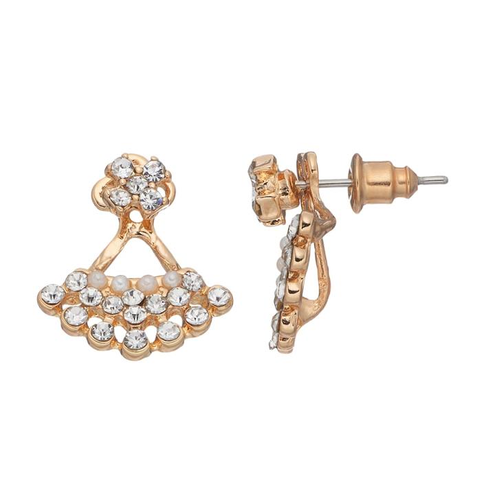 Mudd&reg; Simulated Crystal Nickel Free Jacket Earrings, Women's, White