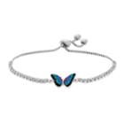 Silver Plated Crystal Butterfly Bolo Bracelet, Women's, Size: 9, Multicolor