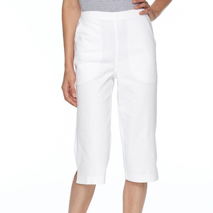 Petite Croft & Barrow&reg; Straight-leg Pull-on Capris, Women's, Size: 4 Petite, White