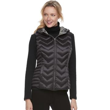 Women's Be By Blanc Noir Hooded Packable Down Vest, Size: Xl, Dark Grey