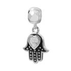 Individuality Beads Sterling Silver Cubic Zirconia Hamsa Charm, Women's, Black