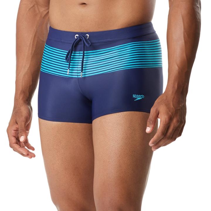 Men's Speedo Striped Square-leg Hybrid Fitness Swim Shorts, Size: Medium, Brt Blue