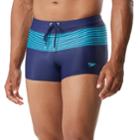Men's Speedo Striped Square-leg Hybrid Fitness Swim Shorts, Size: Medium, Brt Blue