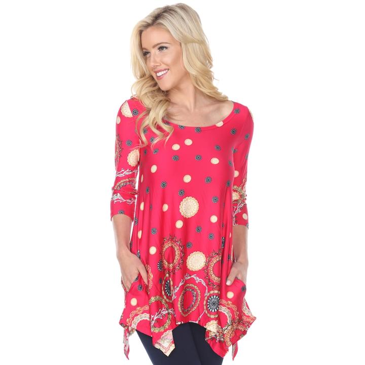 Women's White Mark Scroll Tunic, Size: Medium, Brt Pink