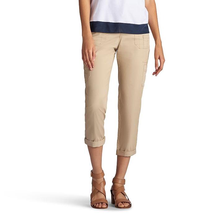 Petite Lee Presley Relaxed Fit Cargo Pants, Women's, Size: 12 Petite, Lt Brown