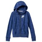 Girls 7-16 Nike Just Do It Marled Nep Raglan Zip-up Hoodie, Size: Xl, Med Blue
