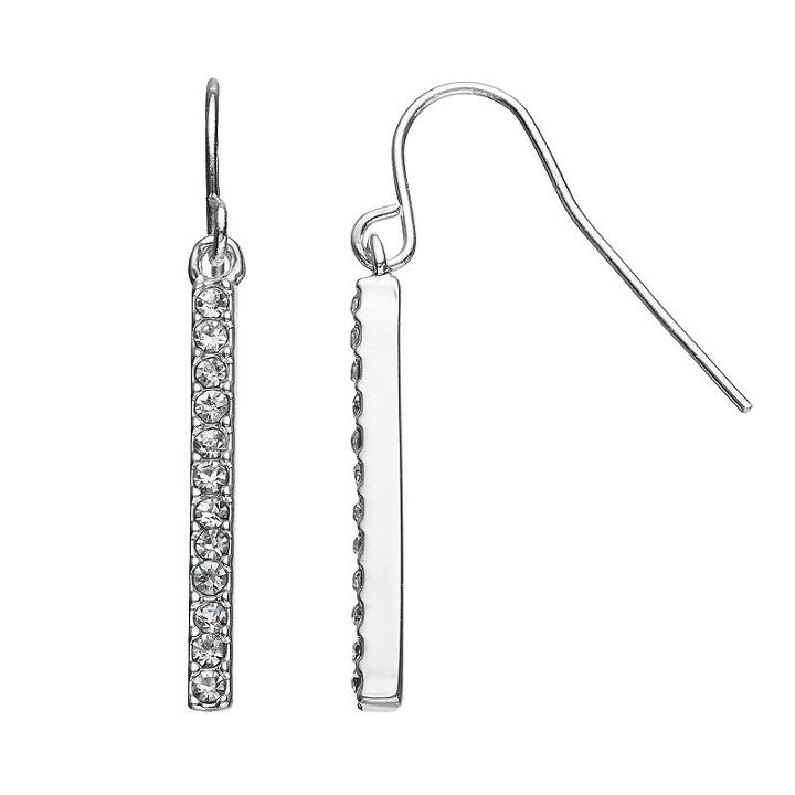 Chaps Pave Bar Linear Earrings, Women's, Silver