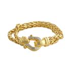 Elegante 18k Gold Over Brass Diamond Accent Buckle Spiga Chain Bracelet, Women's, Multicolor