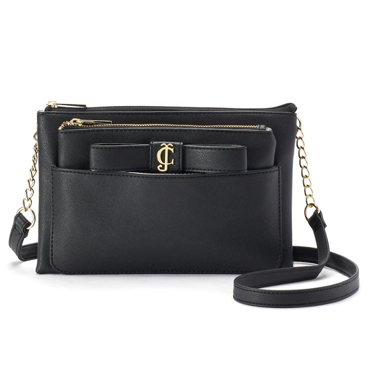 Juicy Couture Bow Crossbody Bag With Removable Pouch, Women's, Black