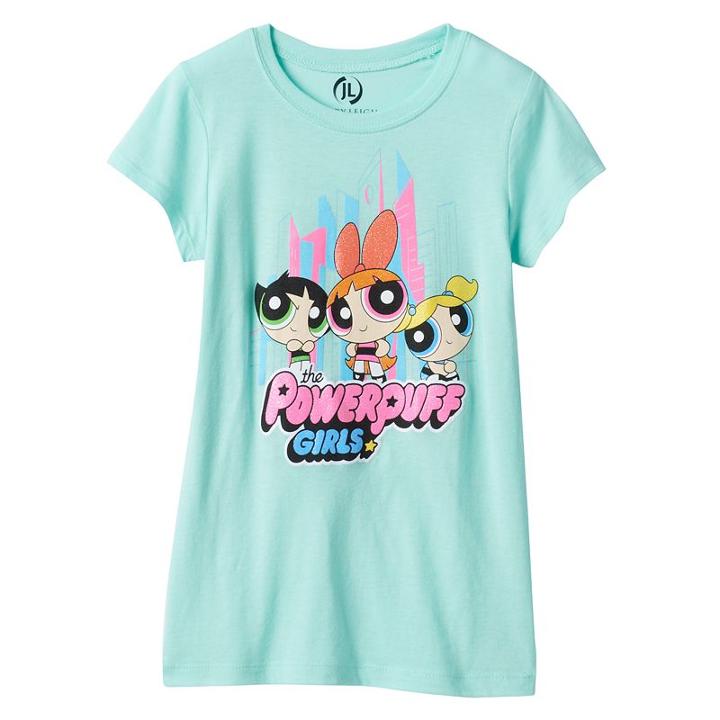Girls 7-16 Powerpuff Girls Buttercup, Blossom & Bubbles Glitter Graphic Tee, Girl's, Size: Small, Lt Green