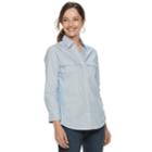 Women's Croft & Barrow® Paisley Knit-to-fit Shirt, Size: Large, Turquoise/blue (turq/aqua)