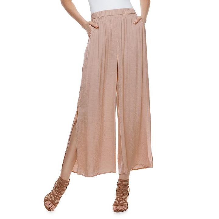 Women's Jennifer Lopez Vented Wide-leg Soft Pants, Size: Medium, Med Beige
