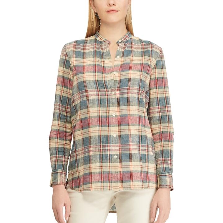 Women's Chaps Print Shirt, Size: Medium, White