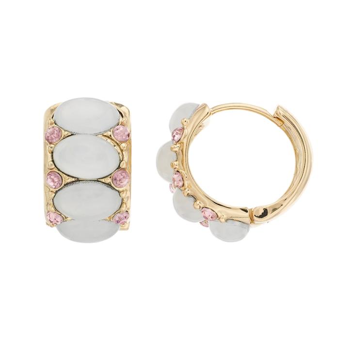 Dana Buchman White Cabochon Hoop Earrings, Women's, Turq/aqua