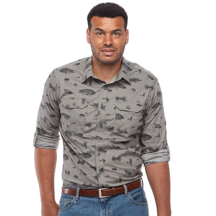 Big & Tall Croft & Barrow&reg; Regular-fit Stretch Outdoor Button-down Shirt, Men's, Size: L Tall, Med Grey