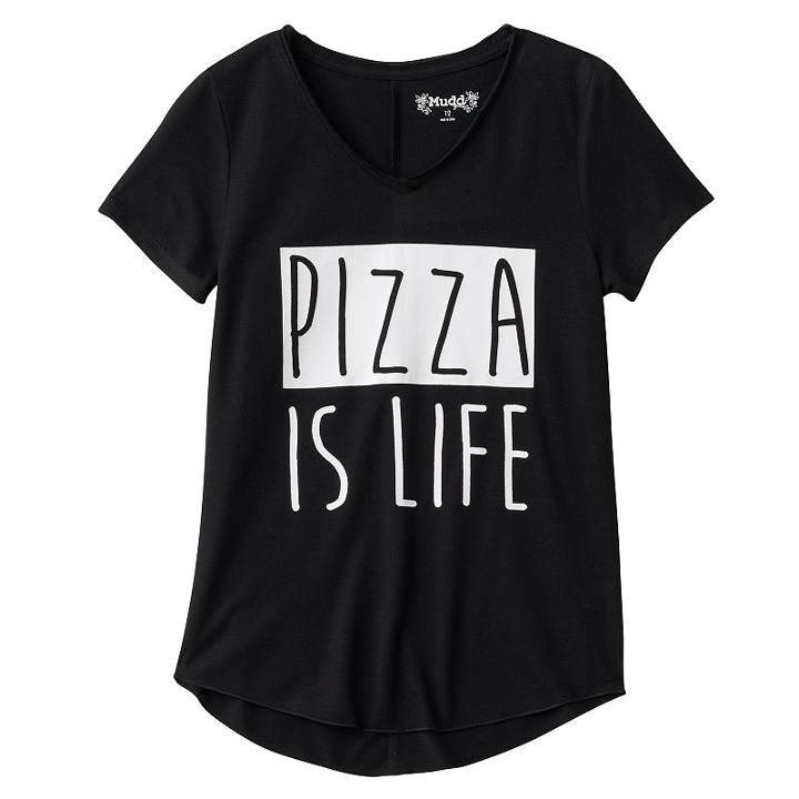 Girls 7-16 & Plus Size Mudd&reg; Seamed Back High-low Hem Graphic Tee, Girl's, Size: 14, Black