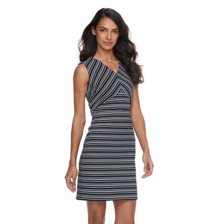 Women's Sharagano Striped Sheath Dress, Size: 8, Blue (navy)