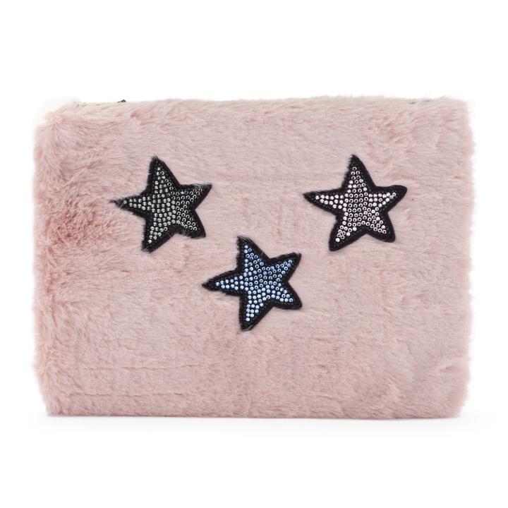 Fuzzy Star Pouch, Women's, Pink