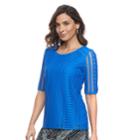 Women's Dana Buchman Lace Tee, Size: Medium, Med Blue