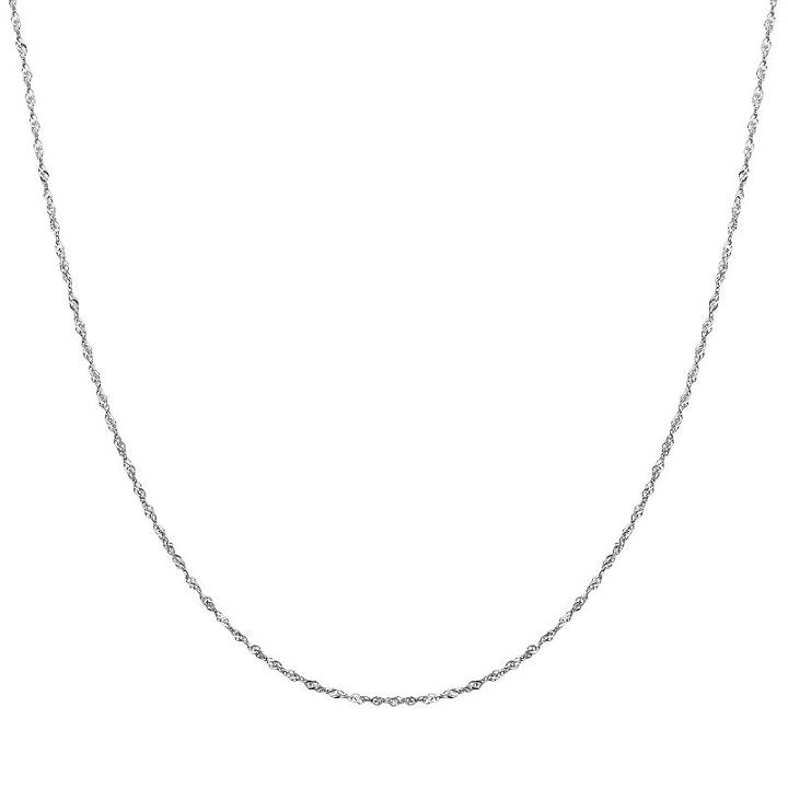 Everlasting Gold 14k White Gold Singapore Chain Necklace - 20-in, Women's, Size: 20, Yellow