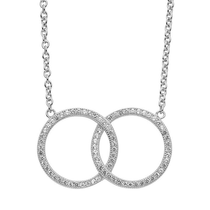Lab-created White Sapphire Sterling Silver Interlocking Circle Necklace, Women's, Size: 17