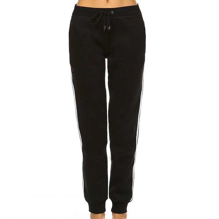 Women's White Mark Side-stripe Jogger Pants, Size: Small, Black