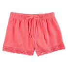 Girls 4-8 Carter's Lace-hem Gauze Shorts, Girl's, Size: 7, Pink