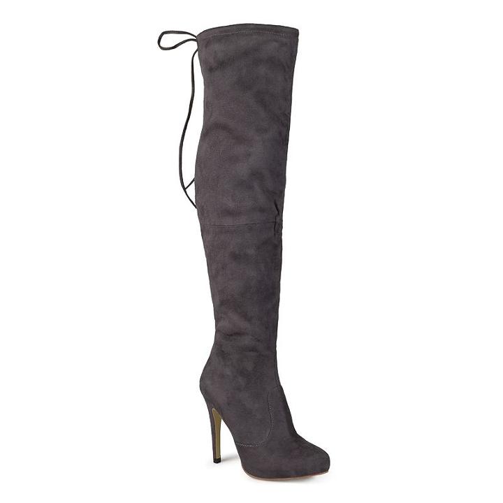 Journee Collection Magic Women's Over-the-knee High-heeled Boots, Girl's, Size: 9, Grey
