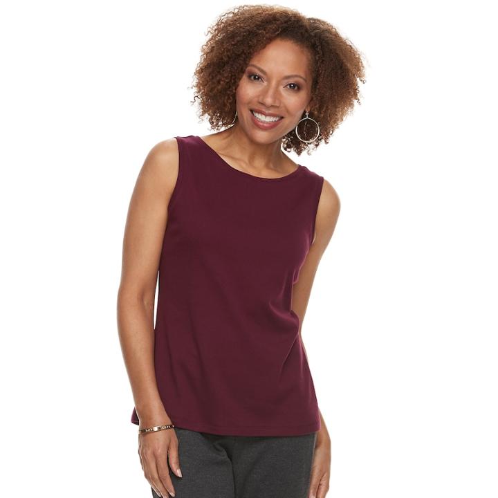 Petite Croft & Barrow&reg; Essential Tank, Women's, Size: M Petite, Dark Red