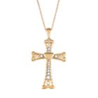Gold Tone Sterling Silver 1/4 Carat T.w. Diamond Cross Pendant Necklace, Women's, White