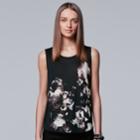 Petite Simply Vera Vera Wang Floral Tank, Women's, Size: Xs Petite, Dark Blue