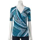 Petite Dana Buchman Faux-wrap Top, Women's, Size: S Petite, Turquoise/blue (turq/aqua)