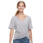 Juniors' Allover Donuts V-neck Graphic Tee, Teens, Size: Small, Med Grey