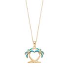 14k Gold Over Silver Lab-created Blue Opal Palm Tree Pendant, Women's, Size: 18